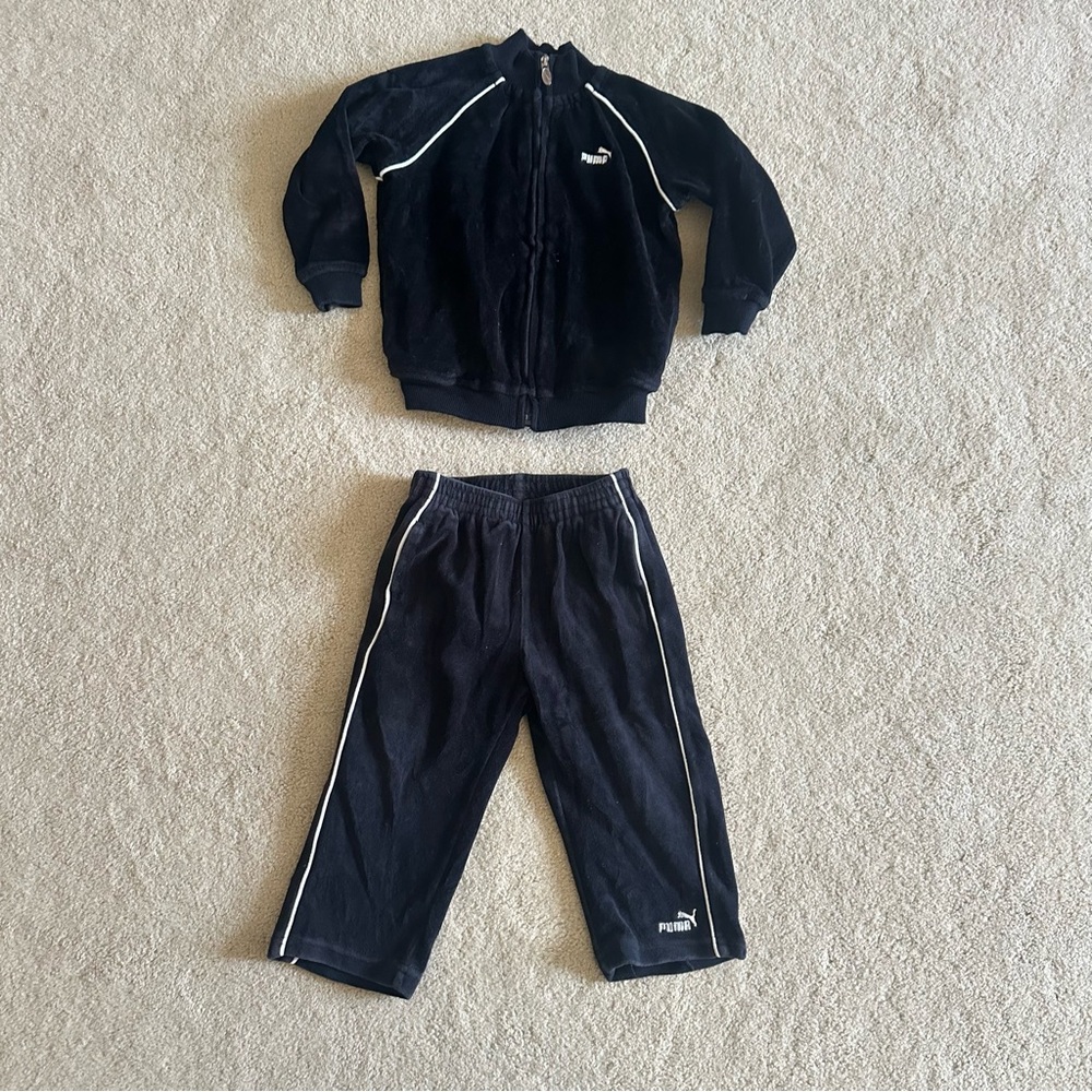 Puma Baby Boy Black Velour Track Set size 24 months